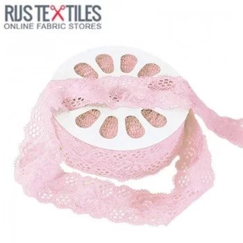 Ruban Dentelle Élastique Rose 35mm  Ruban Dentelle Élastique Rose 35mm