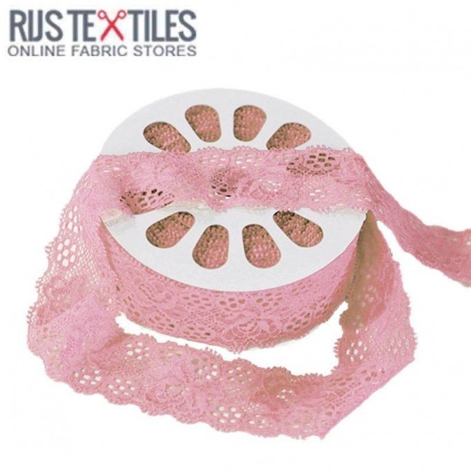 Nastro Pizzo Elastico Rosa Antico 35mm - (Nastro Pizzo Elastico)