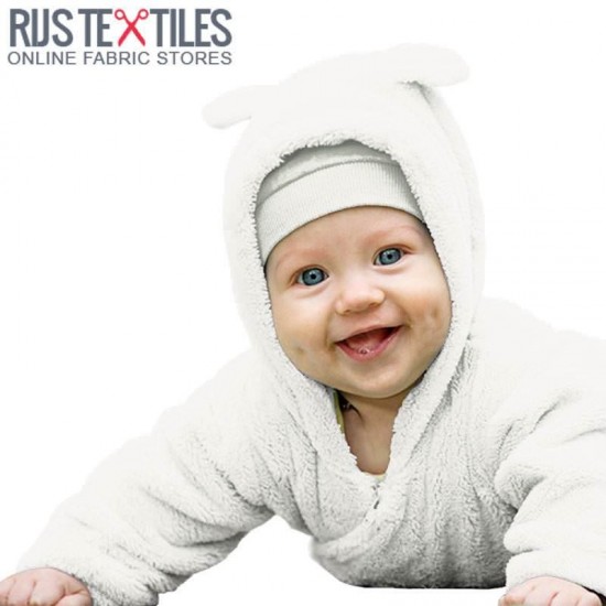Cotton Fleece Fabric (Sherpa) Ecru Cotton Fleece Fabric (Sherpa) Ecru