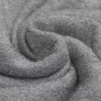 Tissu Laine Bouillie Gris Clair Mêlée  Tissu Laine Bouillie Gris Clair Mêlée