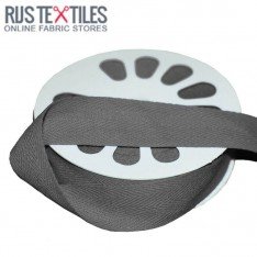 Ruban Sergé Coton Gris Foncé 25mm
