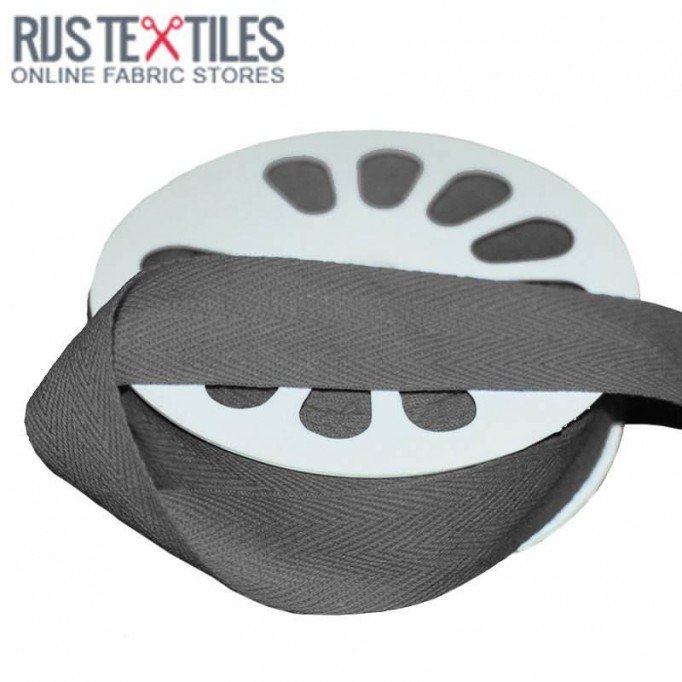 Ruban Sergé Coton Gris Foncé 25mm - (Rubans)
