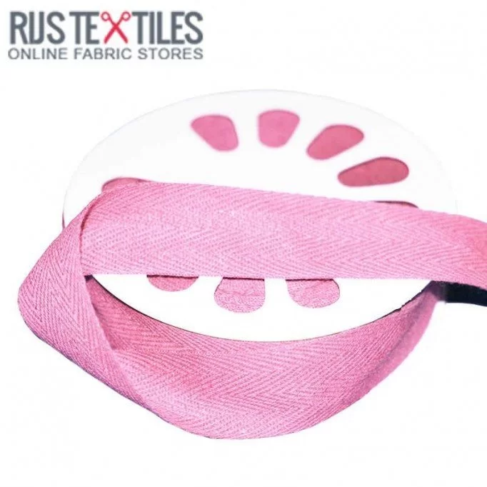 Keperband Katoen Rose 25mm - (Banden En Linten)