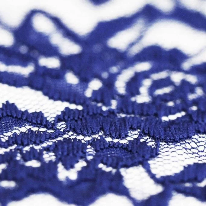 Tissu Dentelle Élastique Cobalt - (Dentelle Tissu )