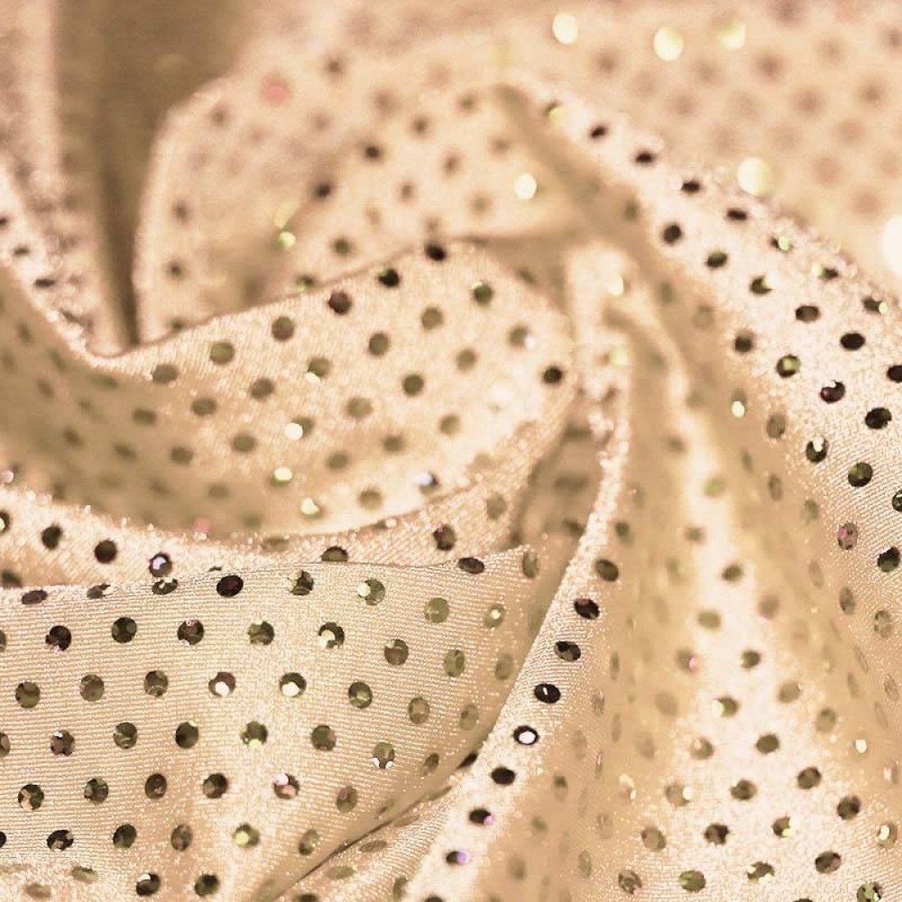 Lycra Stof Glitter Pailletten Beige Lycra Stof Glitter Pailletten Beige