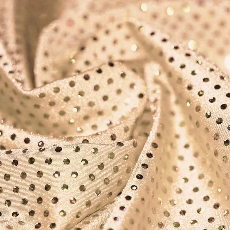 Lycra Stof Glitter Pailletten Beige