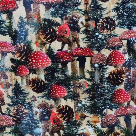 Jersey Cotton Fabric Digital Print - Reindeer Panel Jersey Cotton Fabric Digital Print - Reindeer Panel