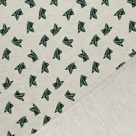 Mi & Joe Fabrics Sweat - Origami Airplane Ecru Melange Mi & Joe Fabrics Sweat - Origami Airplane Ecru Melange