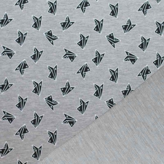 Mi & Joe Fabrics Sweat - Origami Airplane Grey Melange Mi & Joe Fabrics Sweat - Origami Airplane Grey Melange