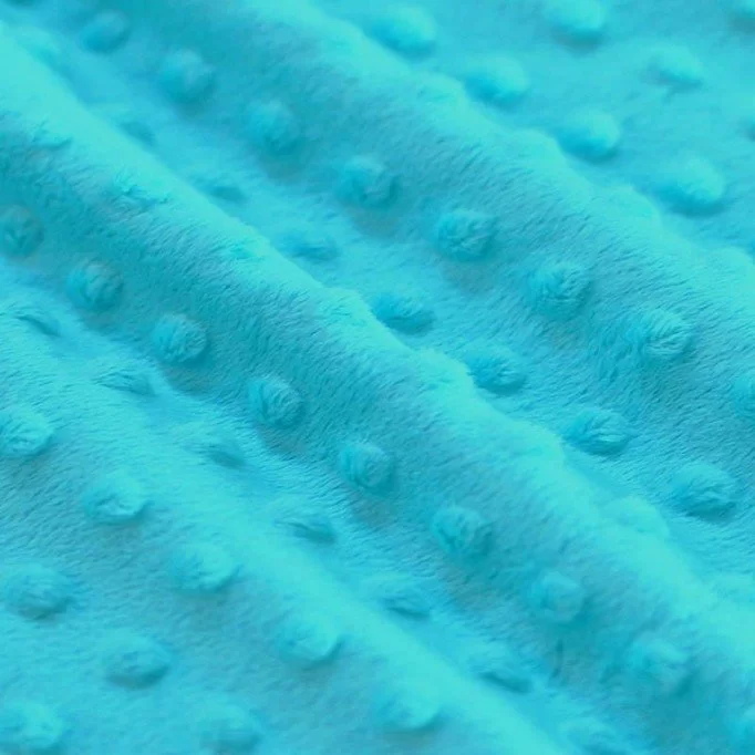 Tissu Minky Polaire Turquoise - (Tissu Minky a Pois)