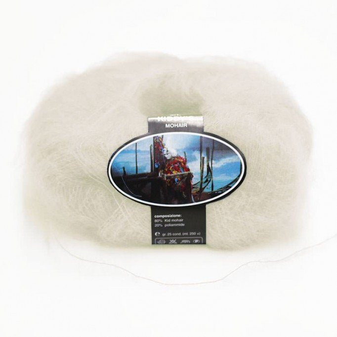 Kid Mohair Wolle ISPE Nadelstärke 3,5 - 4 Ecru - (Kid Mohair Wolle Nadel Größe 3,5 - 4)