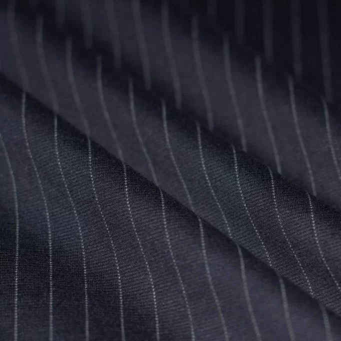 Kraftigere Jersey 10mm Nålestribet Navy Hvid - (Fashion Stoffer)