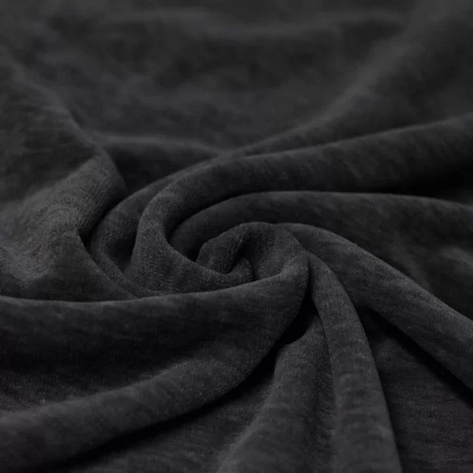 Tessuto Velluto Di Cotone Nicky Grigio Scuro Melange - (Velluto Di Cotone Nicky)