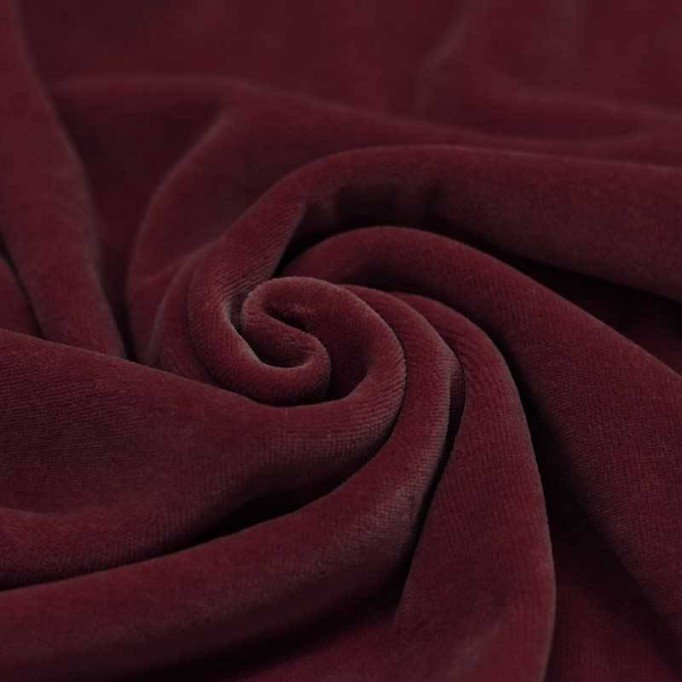 Nicky Velours Stof Bordeaux - (Nicky Velours Stoffen)