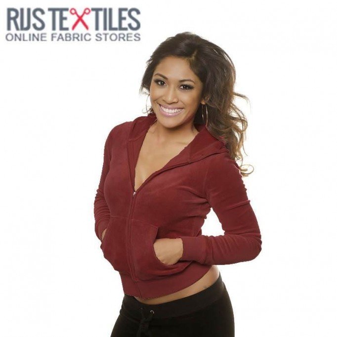 Nicky Velours Stof Bordeaux - (Nicky Velours Stoffen)