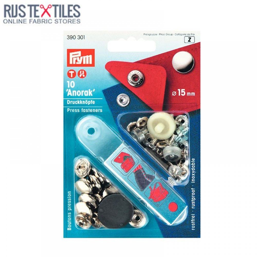 Prym 'Anorak' Bottoni a Pressione 15mm Argento Prym 390301 - (Accessori Merceria )