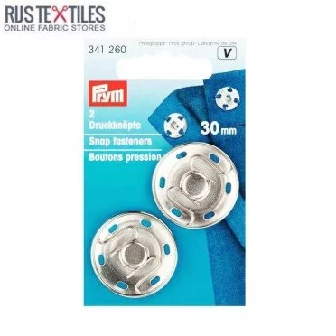 Boutons Pression à Coudre 30 mm Argent Prym 341260 - (Accessoires De Mercerie)
