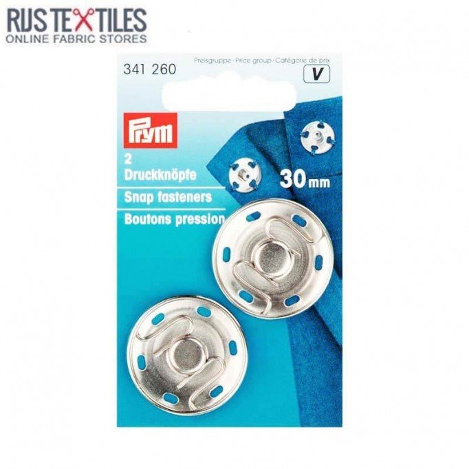 Boutons Pression à Coudre 30 mm Argent Prym 341260 - (Accessoires De Mercerie)