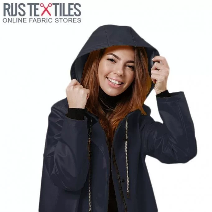 Regenjas Stof Marine  - (Mode Stoffen)