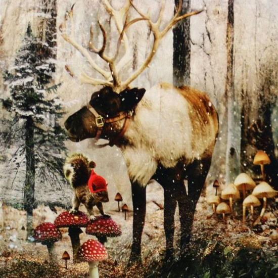 Jersey Cotton Fabric Digital Print - Reindeer Panel Jersey Cotton Fabric Digital Print - Reindeer Panel