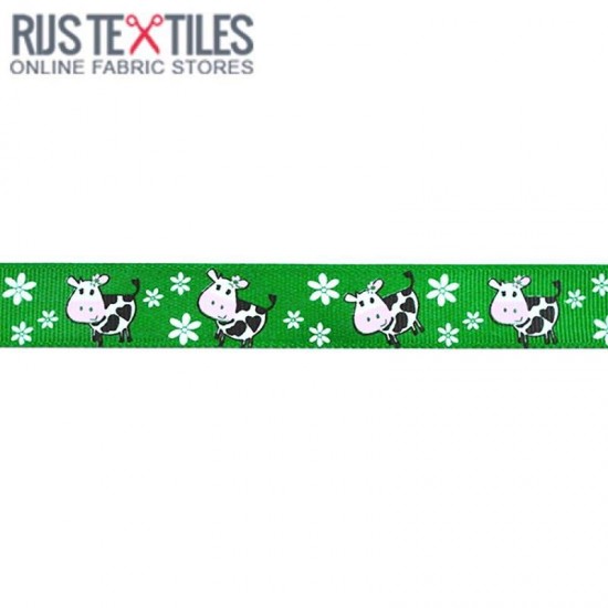 Grosgrain Ribbon - Cow Grass Green 20mm Grosgrain Ribbon - Cow Grass Green 20mm