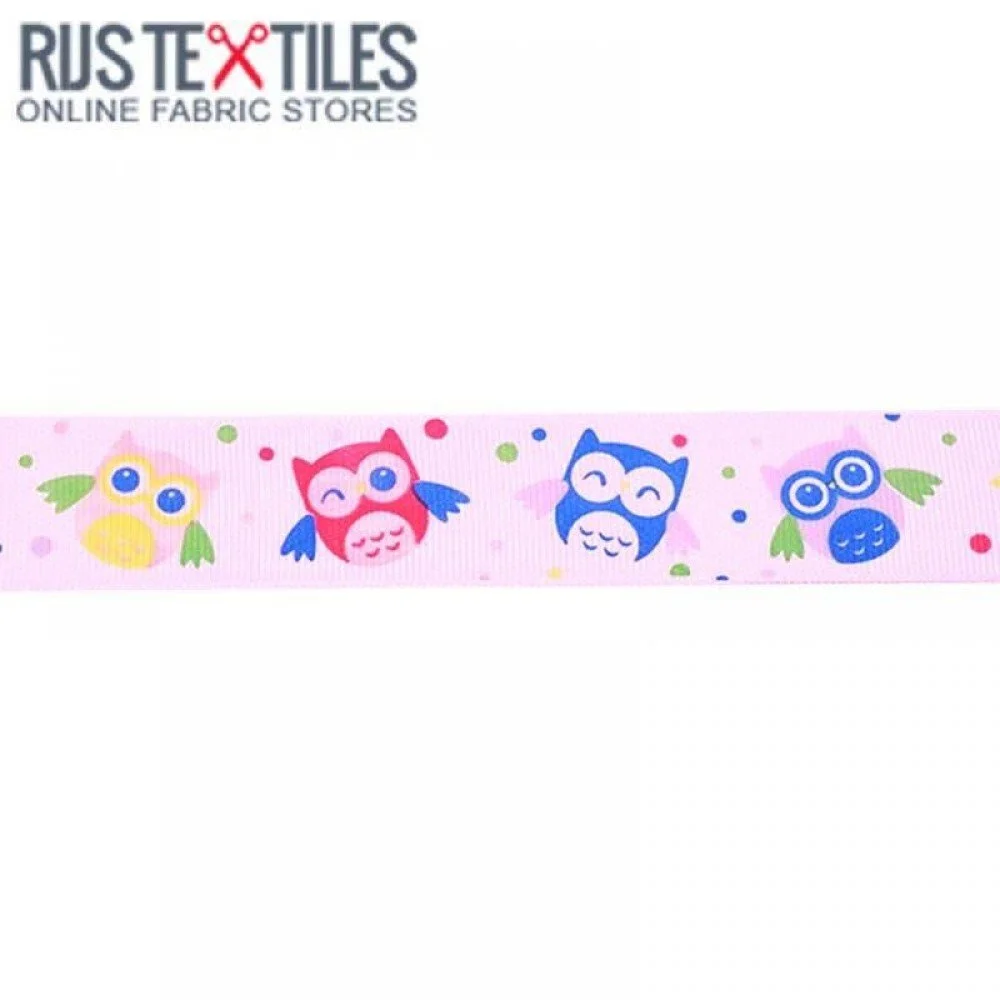 Ripsband - Eule Rosa 25mm Ripsband - Eule Rosa 25mm - (Bänder & Borten)