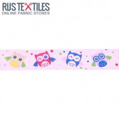 Grosgrain Ribbon - Owl Pink 25mm