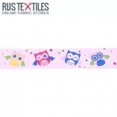 Ruban Gros Grain - Hibou Rose 25mm