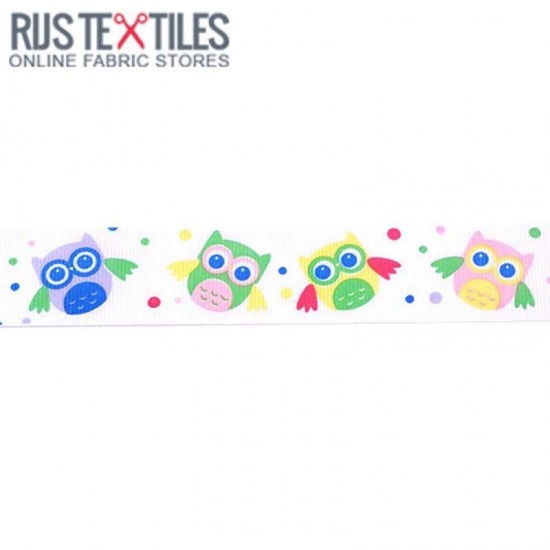 Grosgrain Ribbon - Owl White 25mm Grosgrain Ribbon - Owl White 25mm
