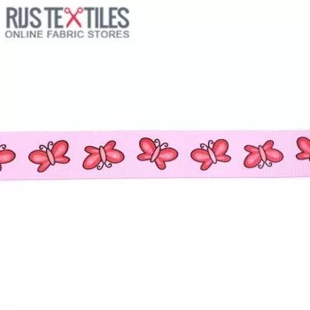 Grosgrain Ribbon - Butterfly Pink 25mm