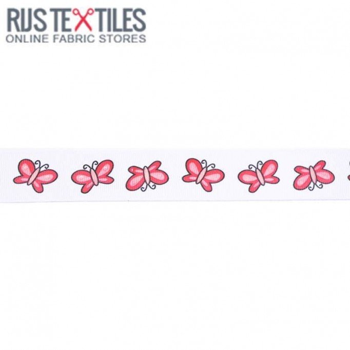 Ruban Gros Grain - Papillon Blanc 25mm - (Rubans)