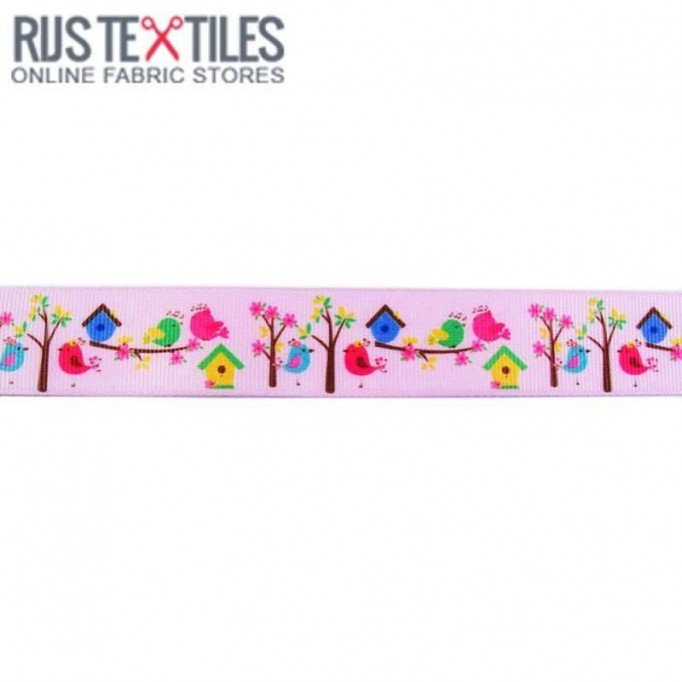 Wstążka Rypsowa - Birdhouse Różowy 25mm | Rijs Textiles