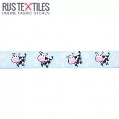 Ruban Gros Grain - Vache Bleu 20mm