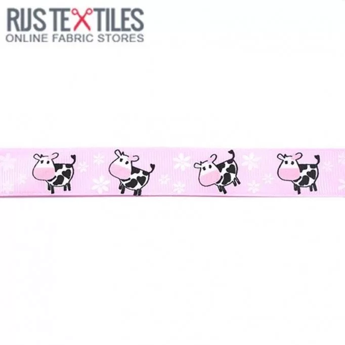 Ruban Gros Grain - Vache Rose 20mm - (Rubans)