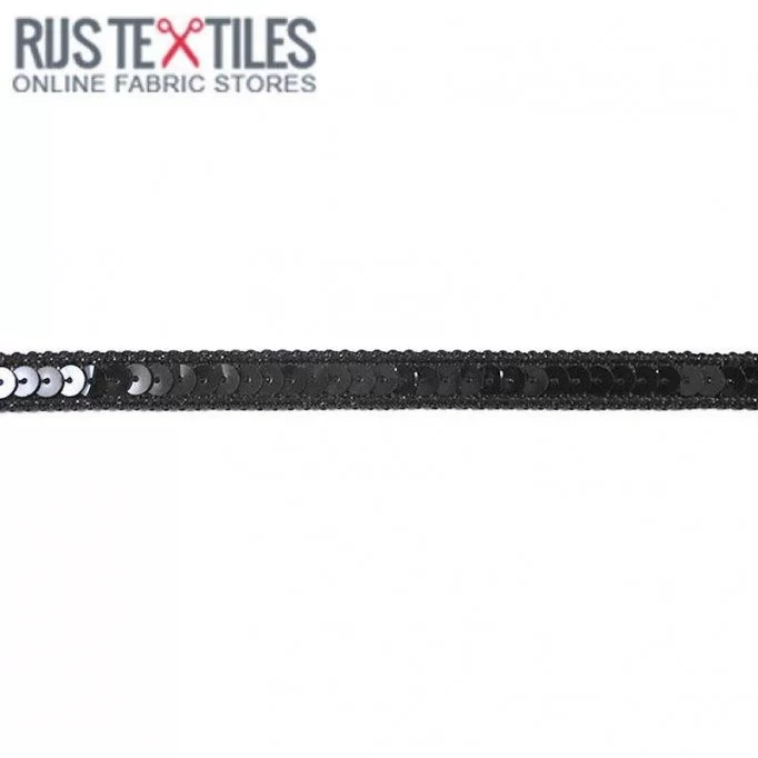 Paillettenband Zwart 10mm  - (Banden En Linten)