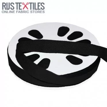 Cotton Twill Ribbon Black 15mm - (Ribbons )