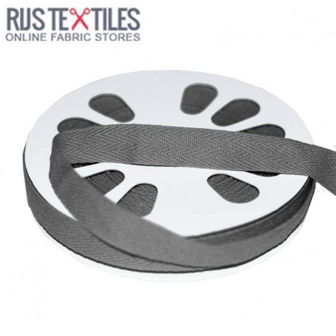 Ruban Sergé Coton Gris Foncé 15mm - (Rubans)
