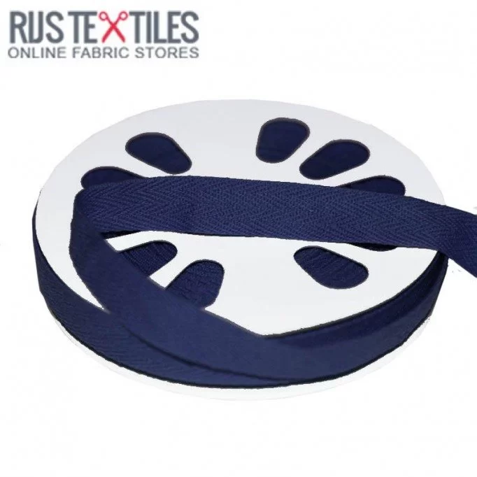 Cotton Twill Ribbon Navy 15mm - (Ribbons )