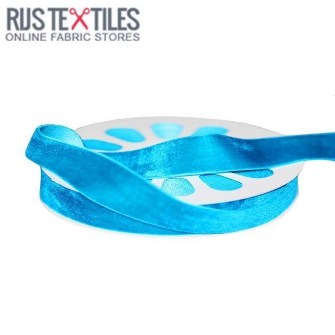 Fløjlsbånd 15mm Aqua  | Rijs Textiles