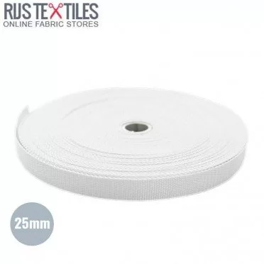 Polypropylene Webbing White 25mm (Per Meter) - (Belt Webbing)