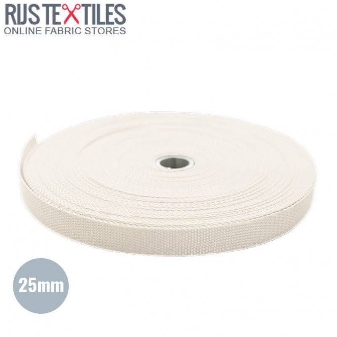Nastro In Polipropilene Ecru 25mm (Al Metro) - (Nastro Cintura)