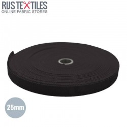 Polypropylene Webbing Black 25mm (Per Meter)