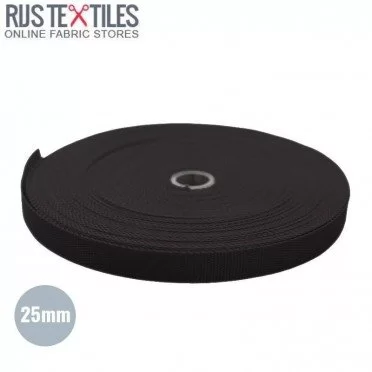 Gurtband Polypropylen Schwarz 25mm (Meterware) - (Gurtband)