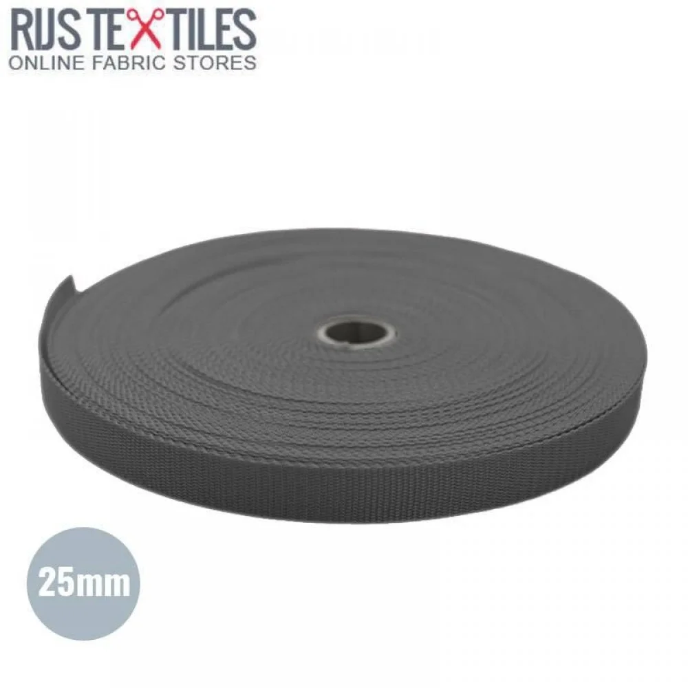Sangle Polypropylene Gris Foncé 25mm (au Mètre)