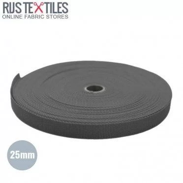 Nastro In Polipropilene Grigio Scuro 25mm (Al Metro) - (Nastro Cintura)