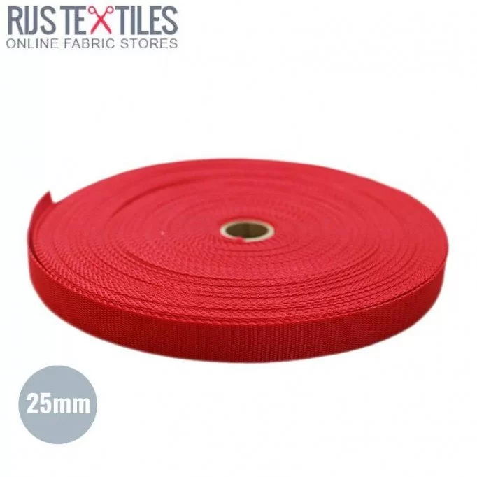 Sangle Polypropylene Rouge 25mm (au Mètre)  - (Ruban Sangle)