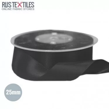 Ruban Satin 25mm Noir - (Rubans)