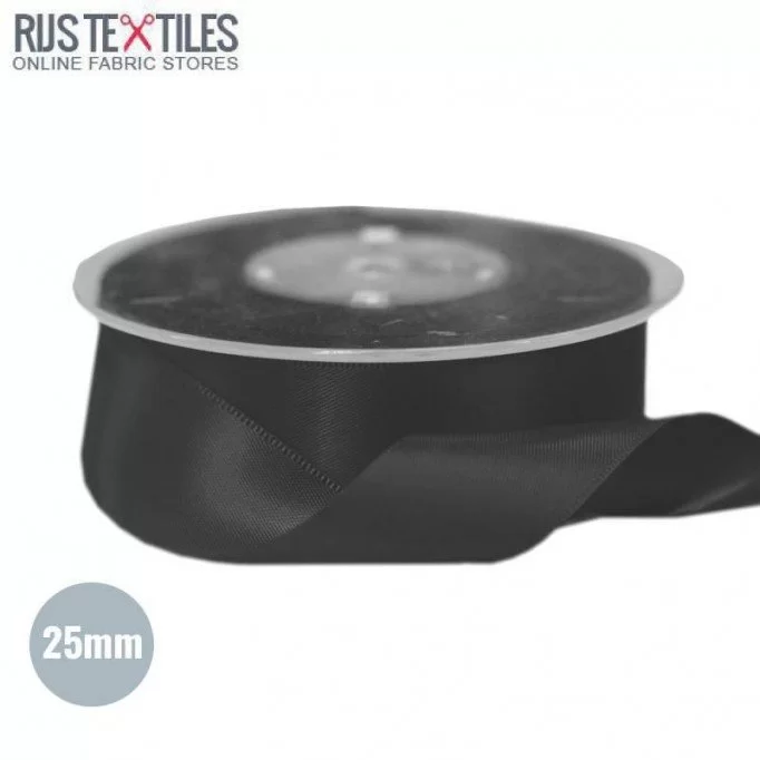 Satin Ribbon 25mm Black - (Ribbons )