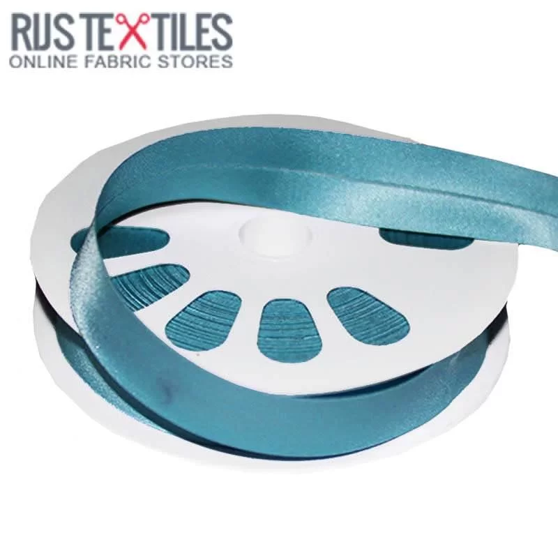 Biaisband Satijn Aqua 20mm