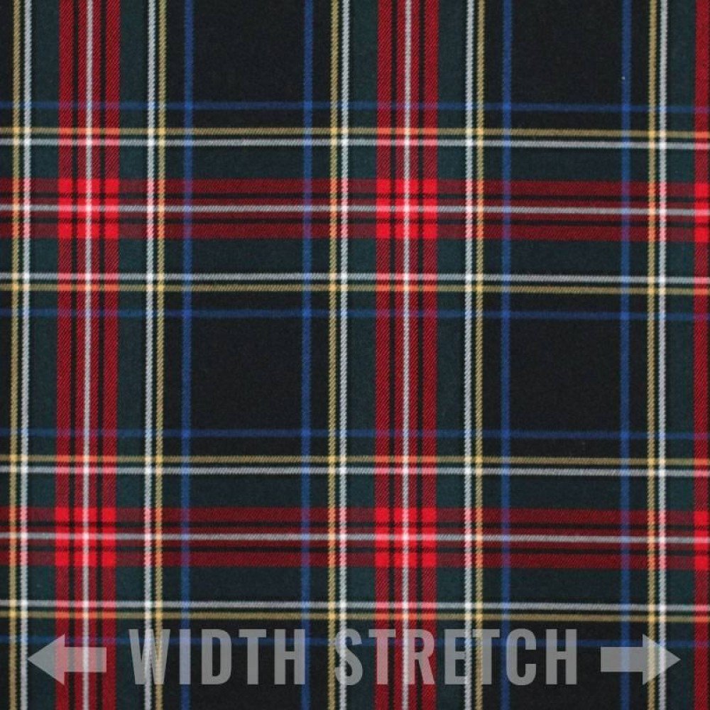 Scottish Tartan Fabric Stretch Black Stuwart Scottish Tartan Fabric Stretch Black Stuwart